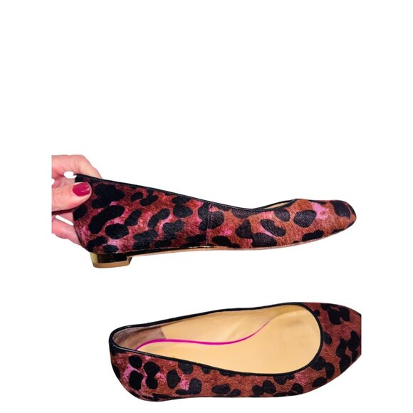Cole Haan Womens Leopard Print Ballet Flats 6.5B Leather & Calf Hair Pink Brown - Picture 7 of 10